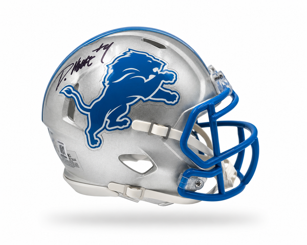 Derrick Moore Autographed Detroit Lions Speed Mini Helmet Beckett CoA