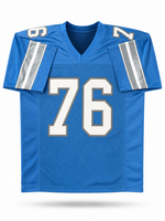 Blake Miller Autographed Detroit Lions Blue Custom Football Jersey Beckett CoA