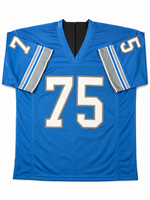 Lomas Brown Autographed And Inscribed Detroit Lions Blue Custom Football Jersey JSA CoA