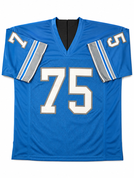Lomas Brown Autographed And Inscribed Detroit Lions Blue Custom Football Jersey JSA CoA