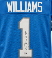 Jameson Williams Autographed Detroit Lions Blue Custom Football Jersey Beckett CoA.