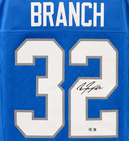 Brian Branch Autographed Detroit Lions Blue Custom Football Jersey JSA CoA