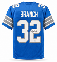 Brian Branch Autographed Detroit Lions Blue Custom Football Jersey JSA CoA