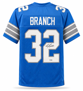 Brian Branch Autographed Detroit Lions Blue Custom Football Jersey JSA CoA