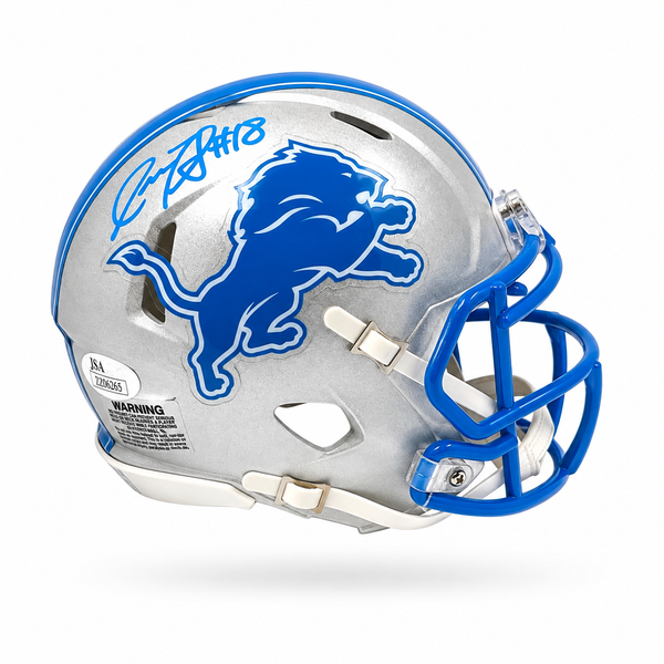 Isaac TeSlaa Autographed Detroit Lions Mini Football Helmet JSA CoA