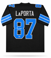 Sam LaPorta Autographed Detroit Lions Black Custom Football Jersey w/ Beckett CoA