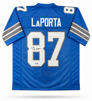 Sam LaPorta Autographed Detroit Lions Blue Custom Football Jersey w/ Beckett CoA