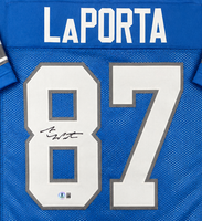 Sam LaPorta Autographed Detroit Lions Blue Custom Football Jersey w/ Beckett CoA