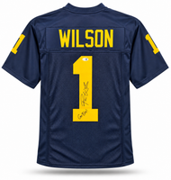 Roman Wilson Autographed & Inscribed Michigan Wolverines Blue Custom Football Jersey w/ JSA CoA