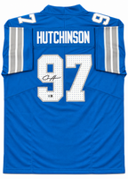 Aidan Hutchinson Autographed Detroit Lions Blue Custom Football Jersey Beckett CoA