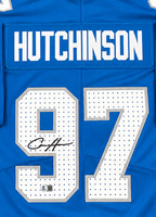 Aidan Hutchinson Autographed Detroit Lions Blue Custom Football Jersey Beckett CoA