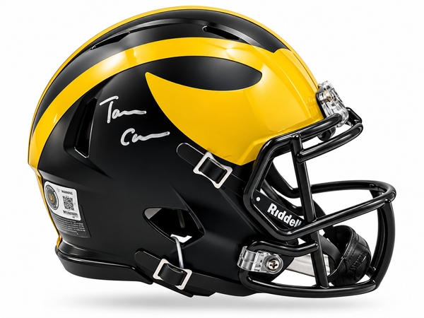 Tommy Carr Autographed Michigan Wolverines Mini Football Helmet w/ Beckett CoA.