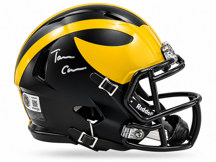 Tommy Carr Autographed Michigan Wolverines Mini Football Helmet w/ Beckett CoA.