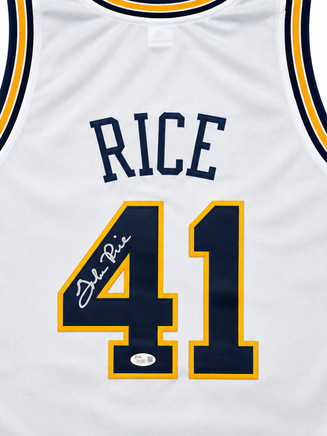 Glen Rice Autographed Michigan White Custom Basketball Jersey JSA CoA.