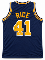 Glen Rice Autographed Michigan Blue Custom Basketball Jersey JSA CoA