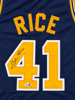 Glen Rice Autographed Michigan Blue Custom Basketball Jersey JSA CoA
