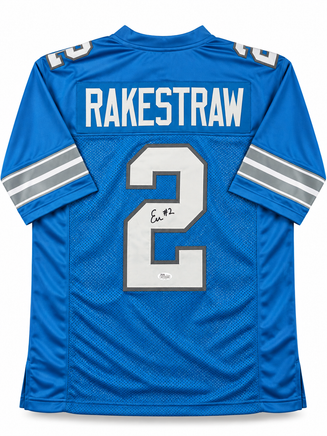Ennis Rakestraw Jr. Autographed Detroit Lions Blue Custom Football Jersey w/ JSA CoA.