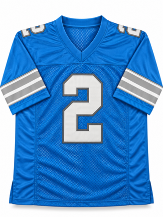 Ennis Rakestraw Jr. Autographed Detroit Lions Blue Custom Football Jersey w/ JSA CoA.