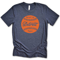 Detroit Tigers “Eat em’ up Detroit Tigers” Unisex Soft Heather Screen Printed T-Shirt: Heather Navy / L